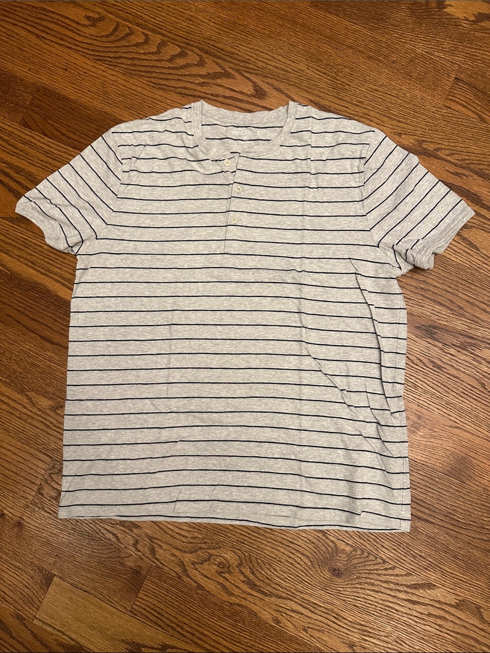 EUC J. Crew Mercantile Gray Short-Sleeve Striped Henley Tee; XL